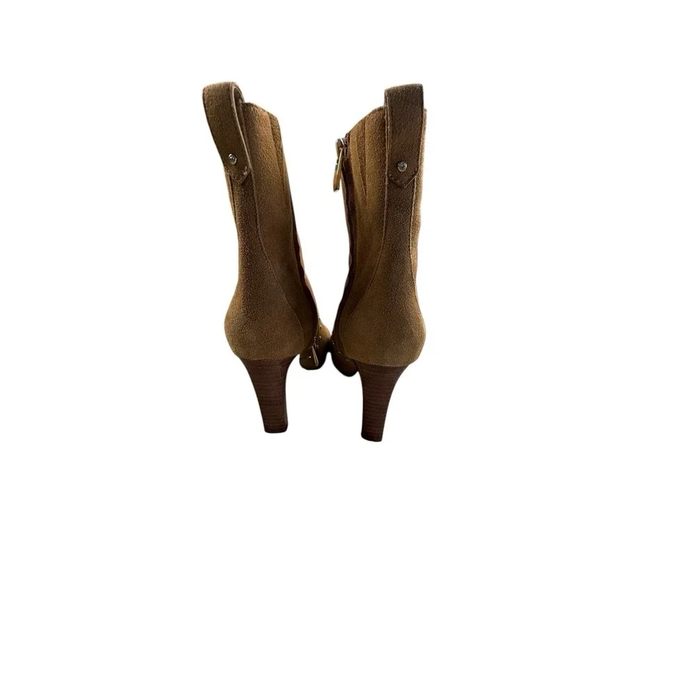 Paige Tan Suede‎ Studded Ankle Boots Women's Size 7.5 Side Zip